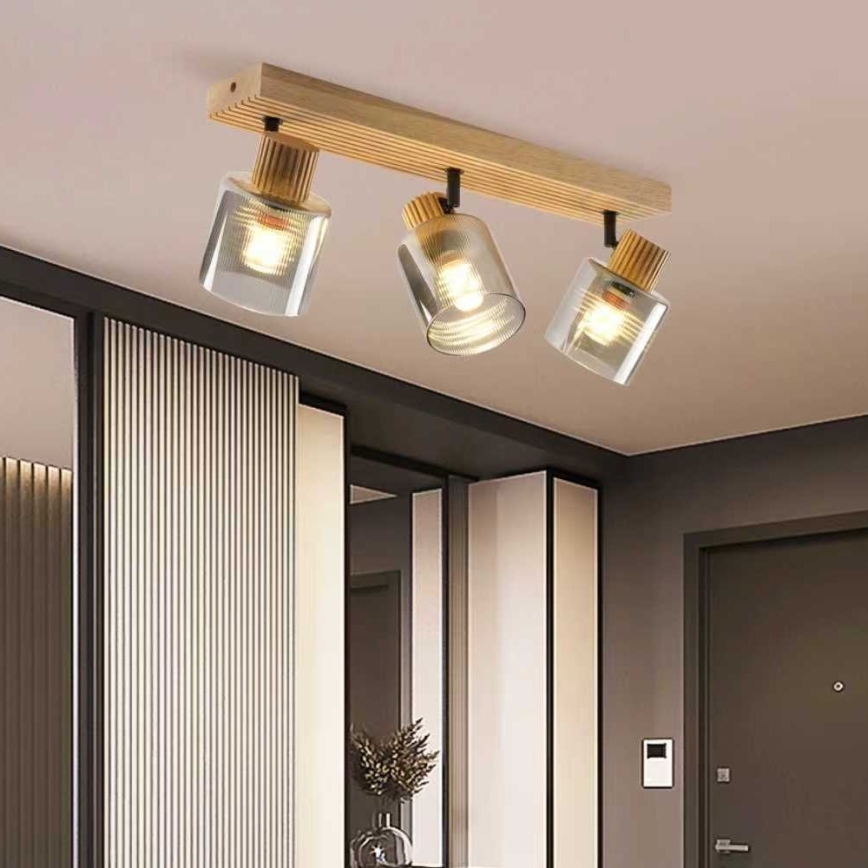 Brilagi - Bodové svietidlo HYGGE 3xE14/15W/230V kaučukovník/dymové