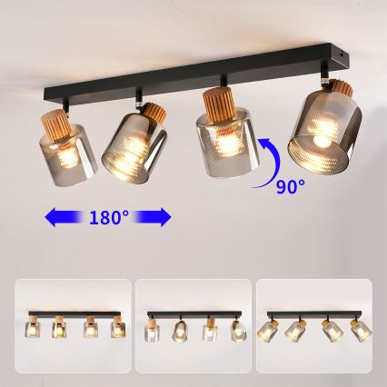 Brilagi - Bodové svietidlo HYGGE 4xE14/15W/230V čierna/dymová