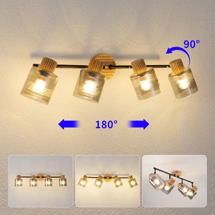 Brilagi - Bodové svietidlo HYGGE 4xE14/15W/230V drevené/dymové