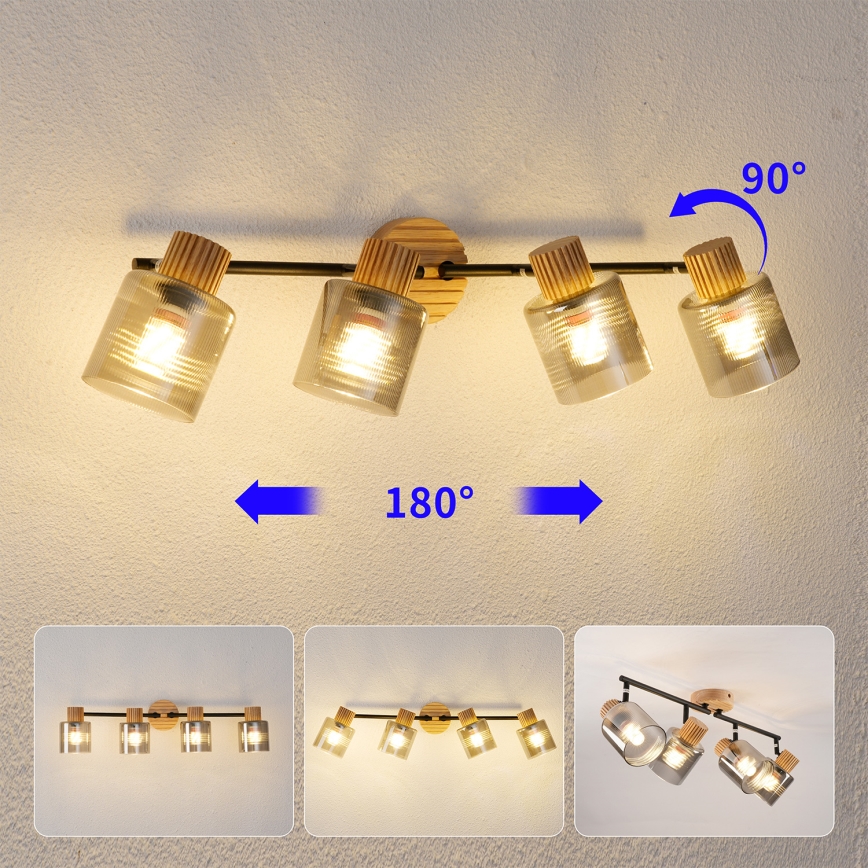 Brilagi - Bodové svietidlo HYGGE 4xE14/15W/230V drevené/dymové