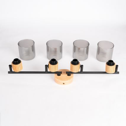 Brilagi - Bodové svietidlo HYGGE 4xE14/15W/230V drevené/dymové