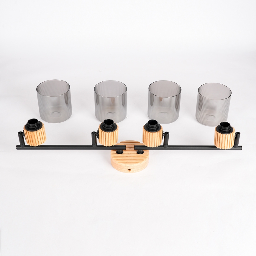 Brilagi - Bodové svietidlo HYGGE 4xE14/15W/230V drevené/dymové