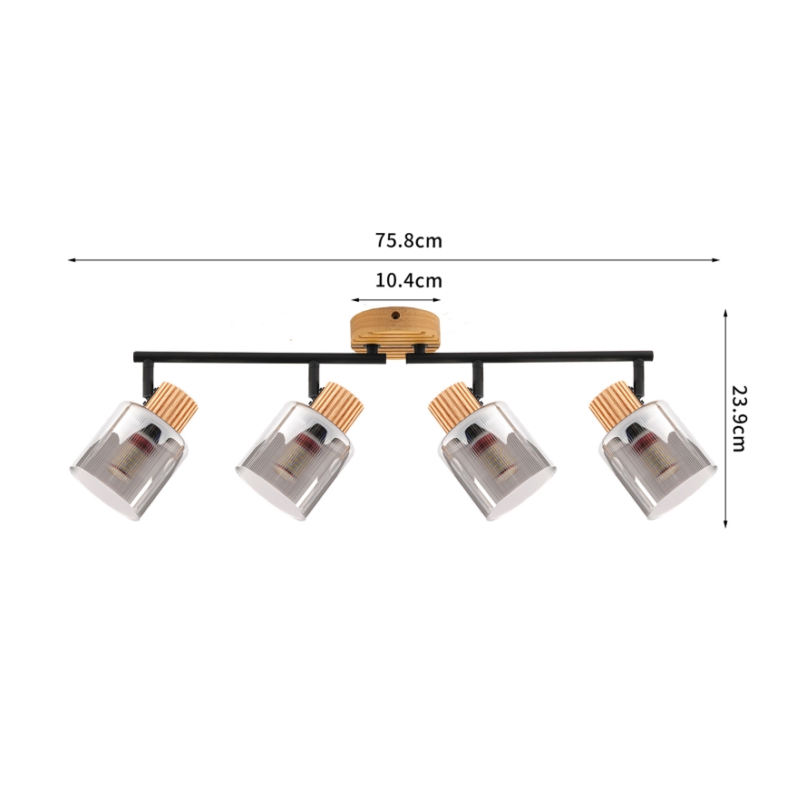 Brilagi - Bodové svietidlo HYGGE 4xE14/15W/230V drevené/dymové