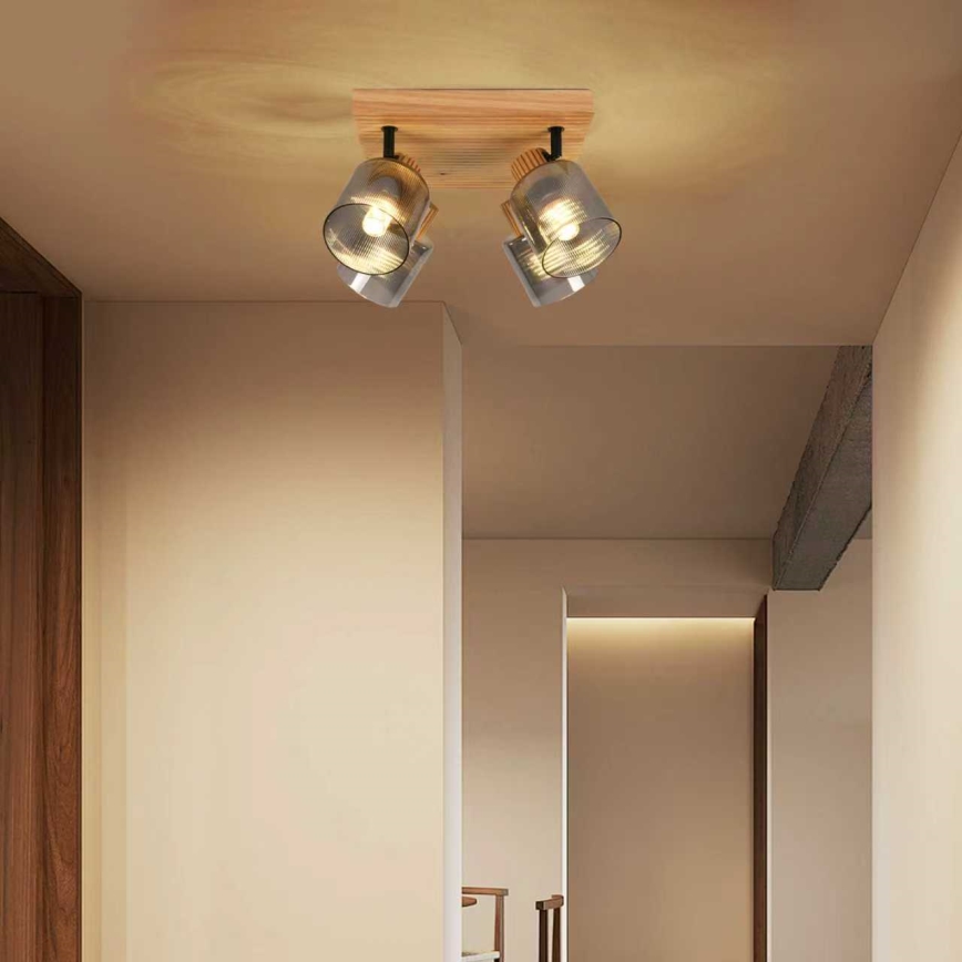 Brilagi - Bodové svietidlo HYGGE 4xE14/15W/230V drevené/dymové