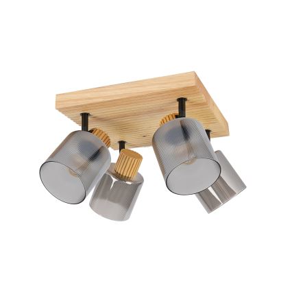 Brilagi - Bodové svietidlo HYGGE 4xE14/15W/230V drevené/dymové