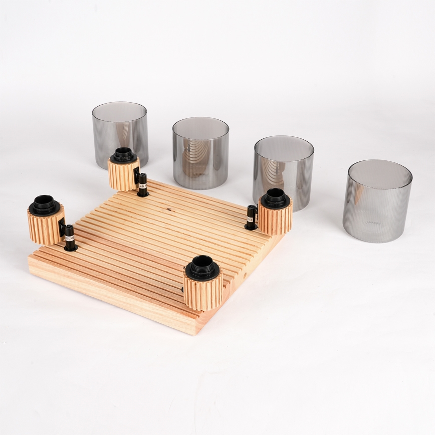 Brilagi - Bodové svietidlo HYGGE 4xE14/15W/230V kaučukovník/dymová