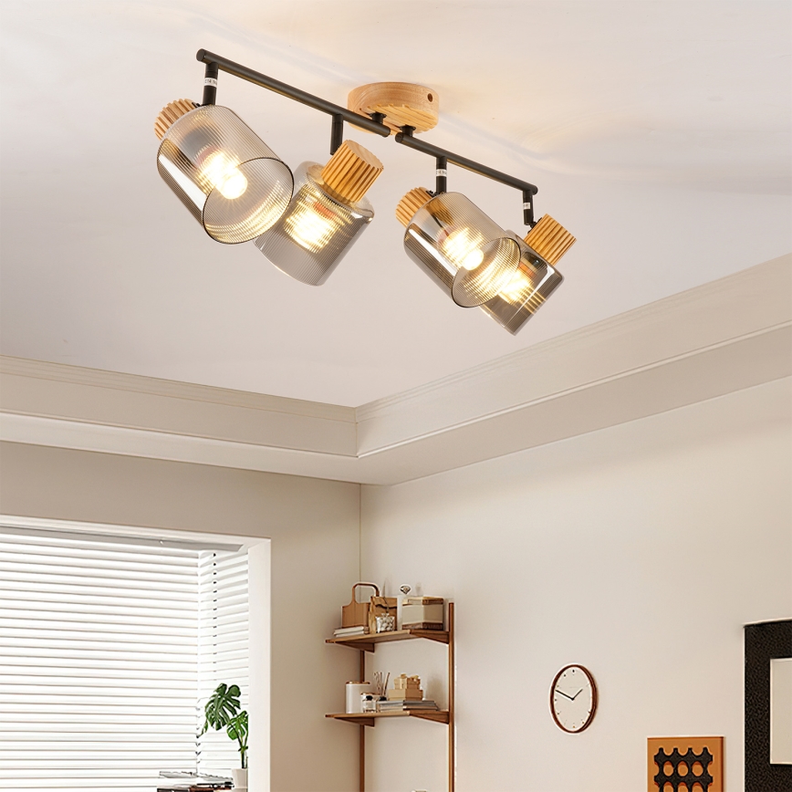 Brilagi - Bodové svietidlo HYGGE 4xE14/15W/230V kaučukovník/dymové