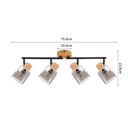 Brilagi - Bodové svietidlo HYGGE 4xE14/15W/230V kaučukovník/dymové