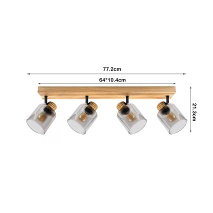 Brilagi - Bodové svietidlo HYGGE 4xE14/15W/230V kaučukovník/dymové