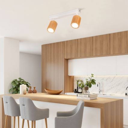 Brilagi - Bodové svietidlo MODERN WOOD 2xGU10/8W/230V drevené/biela