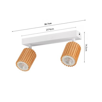 Brilagi - Bodové svietidlo MODERN WOOD 2xGU10/8W/230V drevené/biela
