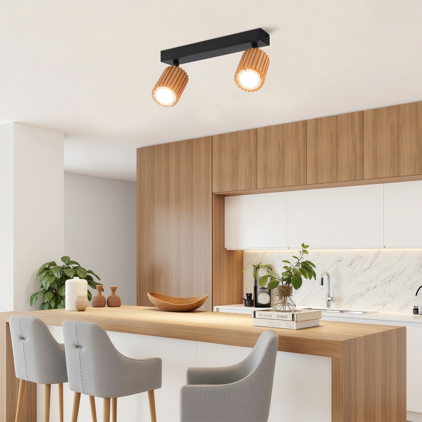 Brilagi - Bodové svietidlo MODERN WOOD 2xGU10/8W/230V drevené/čierne