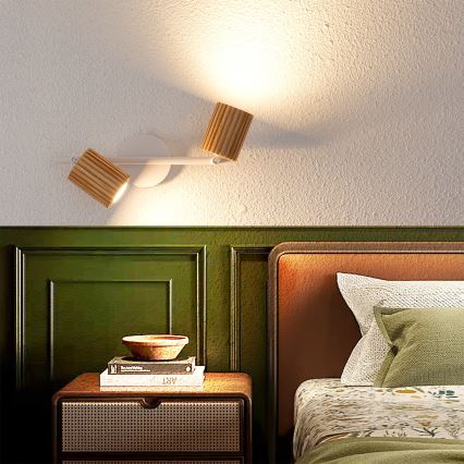 Brilagi - Bodové svietidlo MODERN WOOD 2xGU10/8W/230V drevo/biela