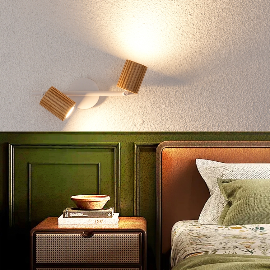 Brilagi - Bodové svietidlo MODERN WOOD 2xGU10/8W/230V drevo/biela