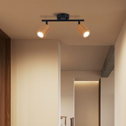 Brilagi - Bodové svietidlo MODERN WOOD 2xGU10/8W/230V drevo/čierna