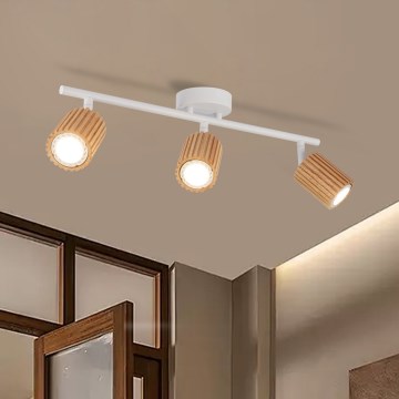 Brilagi - Bodové svietidlo MODERN WOOD 3xGU10/8W/230V drevo/biela