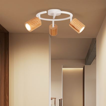Brilagi - Bodové svietidlo MODERN WOOD 3xGU10/8W/230V drevo/biela