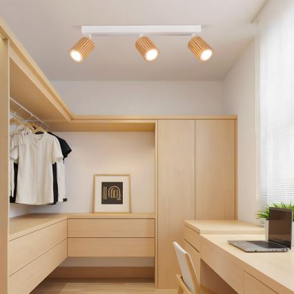 Brilagi - Bodové svietidlo MODERN WOOD 3xGU10/8W/230V drevo/biela