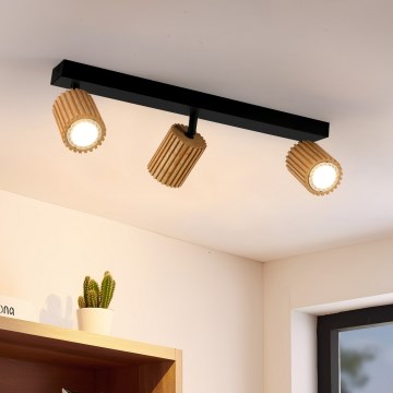 Brilagi - Bodové svietidlo MODERN WOOD 3xGU10/8W/230V drevo/čierna