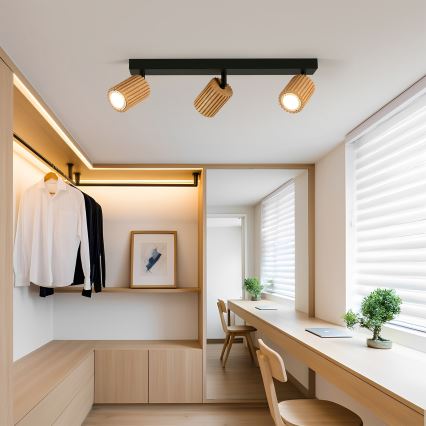 Brilagi - Bodové svietidlo MODERN WOOD 3xGU10/8W/230V drevo/čierna