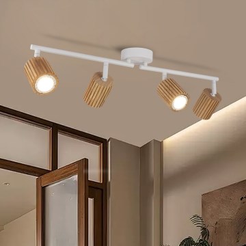 Brilagi - Bodové svietidlo MODERN WOOD 4xGU10/8W/230V drevo/biela
