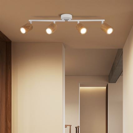 Brilagi - Bodové svietidlo MODERN WOOD 4xGU10/8W/230V drevo/biela