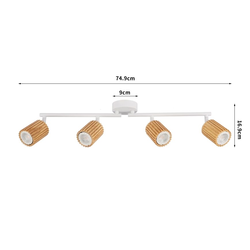 Brilagi - Bodové svietidlo MODERN WOOD 4xGU10/8W/230V drevo/biela