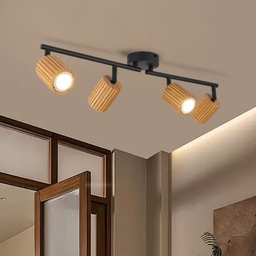 Brilagi - Bodové svietidlo MODERN WOOD 4xGU10/8W/230V drevo/čierna