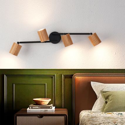 Brilagi - Bodové svietidlo MODERN WOOD 4xGU10/8W/230V drevo/čierna