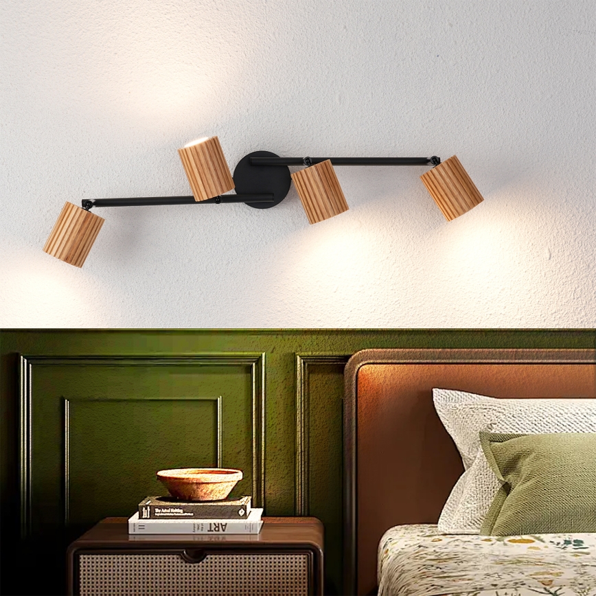 Brilagi - Bodové svietidlo MODERN WOOD 4xGU10/8W/230V drevo/čierna