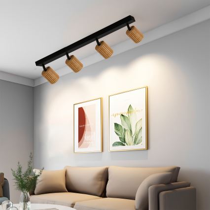 Brilagi - Bodové svietidlo MODERN WOOD 4xGU10/8W/230V drevo/čierna
