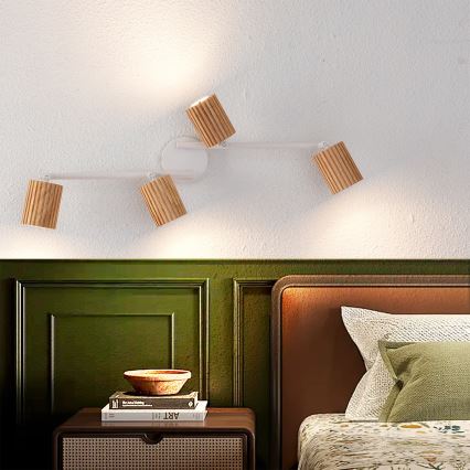 Brilagi - Bodové svietidlo MODERN WOOD 4xGU10/8W/230V kaučukovník/biela
