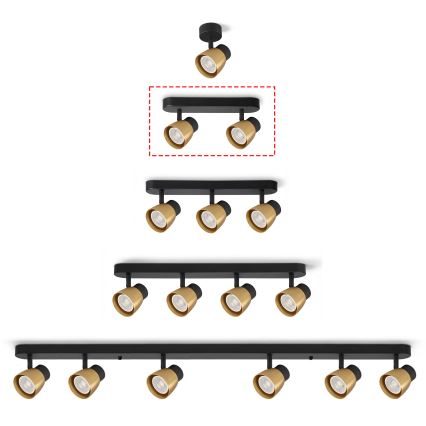 Brilagi - Bodové svietidlo NUGGET 2xGU10/30W/230V čierna/zlatá