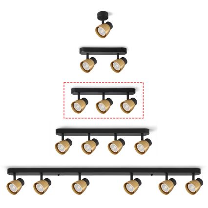 Brilagi - Bodové svietidlo NUGGET 3xGU10/30W/230V čierna/zlatá