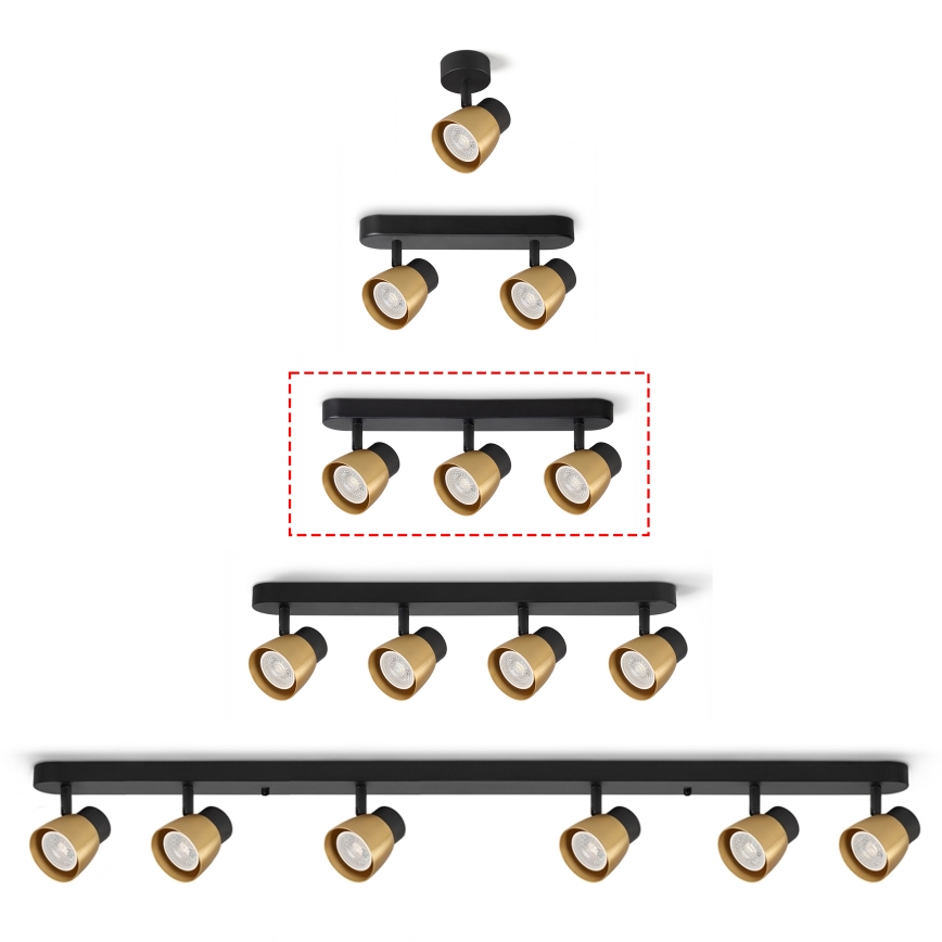 Brilagi - Bodové svietidlo NUGGET 3xGU10/30W/230V čierna/zlatá