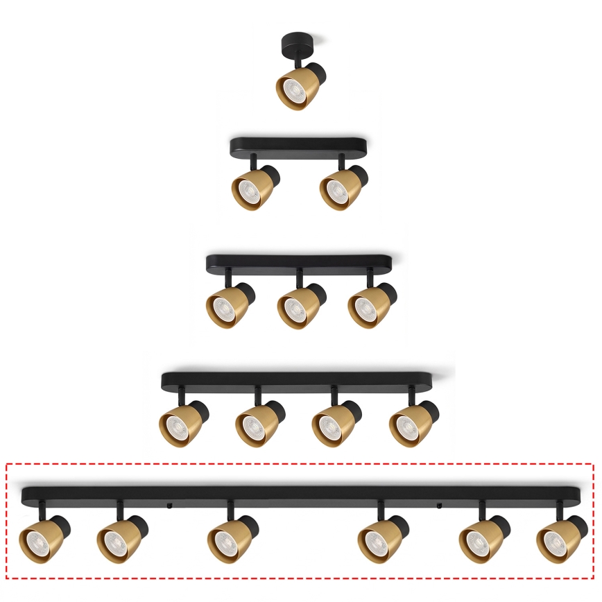 Brilagi - Bodové svietidlo NUGGET 6xGU10/30W/230V čierna/zlatá
