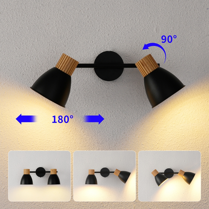 Brilagi - Bodové svietidlo ODENSE 2xE14/10W/230V kaučukovník/čierne