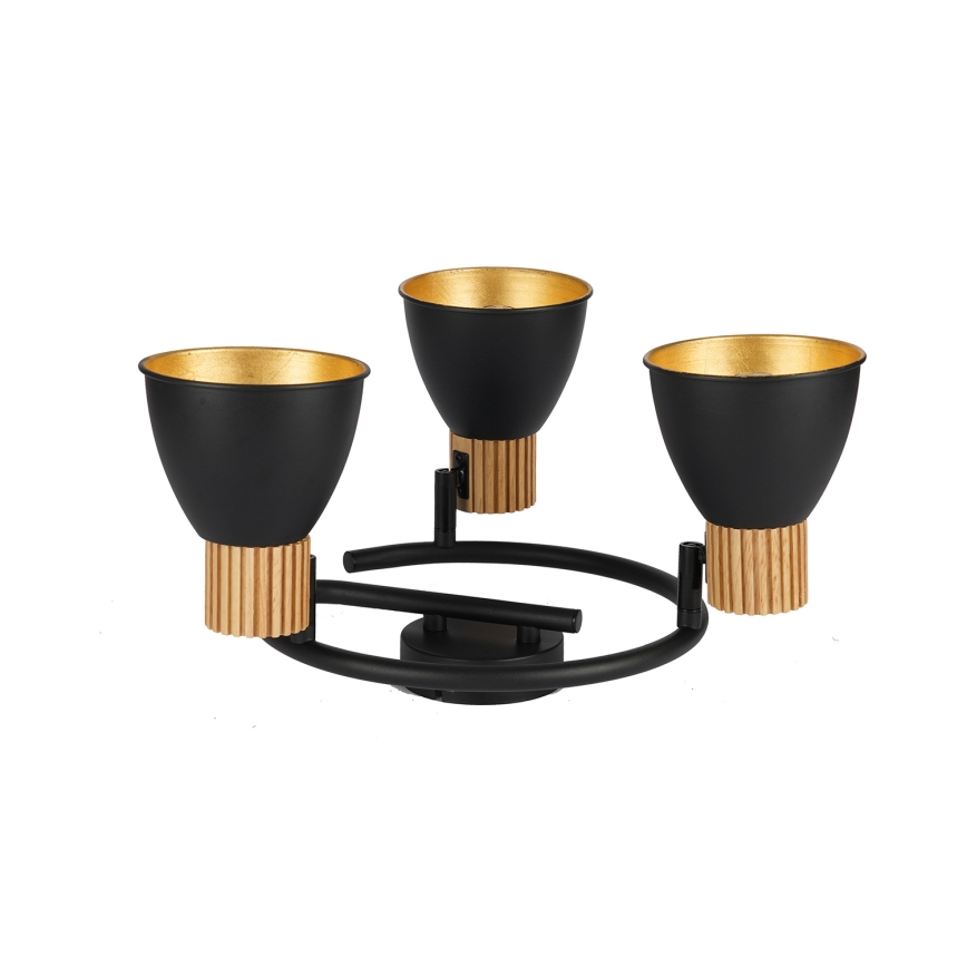 Brilagi - Bodové svietidlo ODENSE 3xE14/10W/230V drevo/čierna