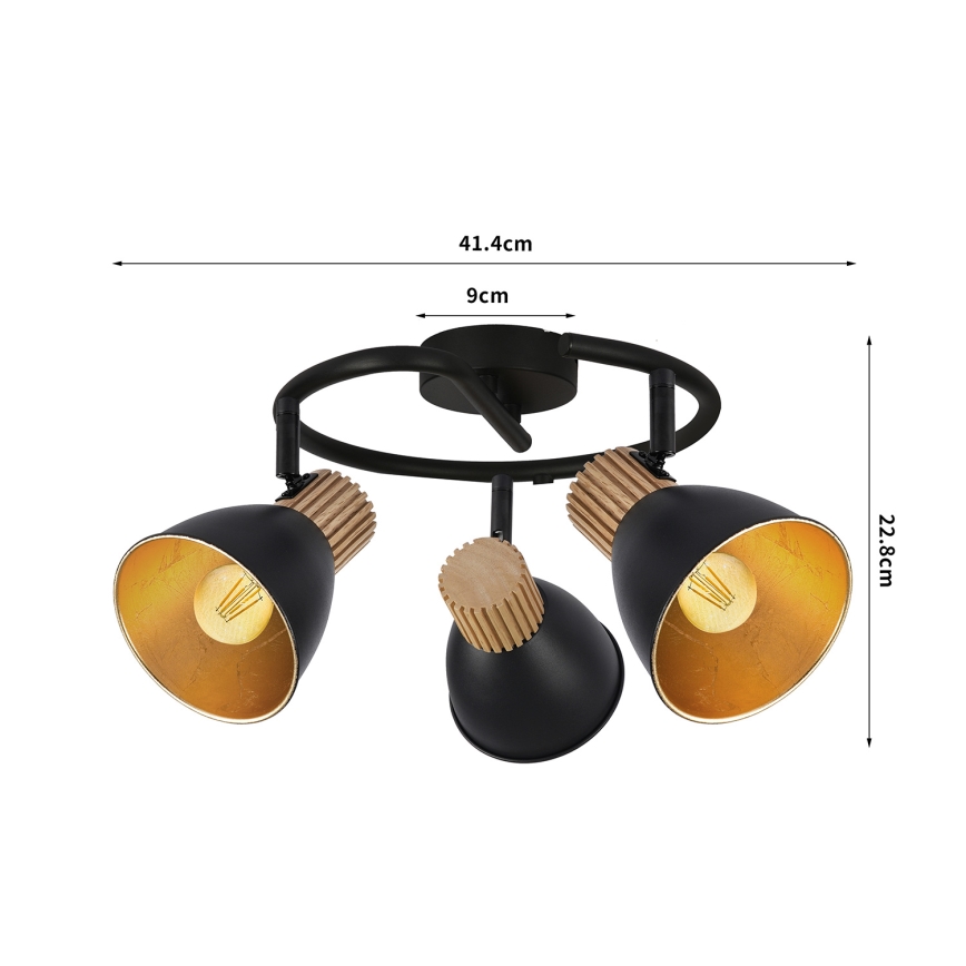 Brilagi - Bodové svietidlo ODENSE 3xE14/10W/230V drevo/čierna
