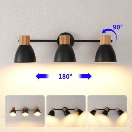 Brilagi - Bodové svietidlo ODENSE 3xE14/10W/230V drevo/čierna