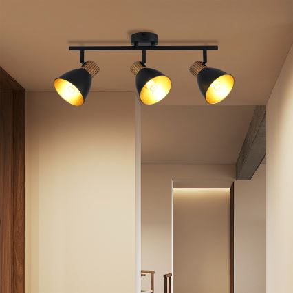 Brilagi - Bodové svietidlo ODENSE 3xE14/10W/230V drevo/čierna