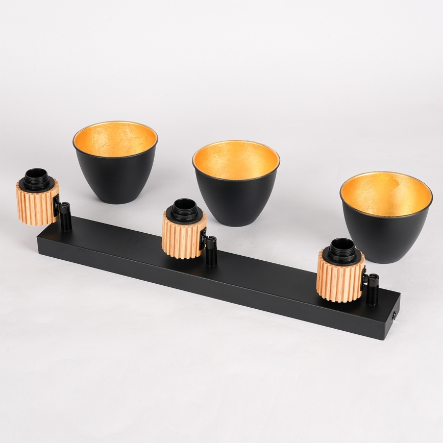 Brilagi - Bodové svietidlo ODENSE 3xE14/10W/230V drevo/čierna