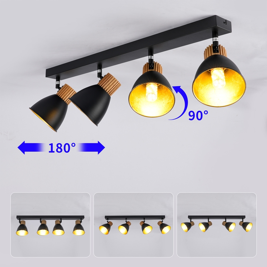 Brilagi - Bodové svietidlo ODENSE 4xE14/10W/230V drevo/čierna