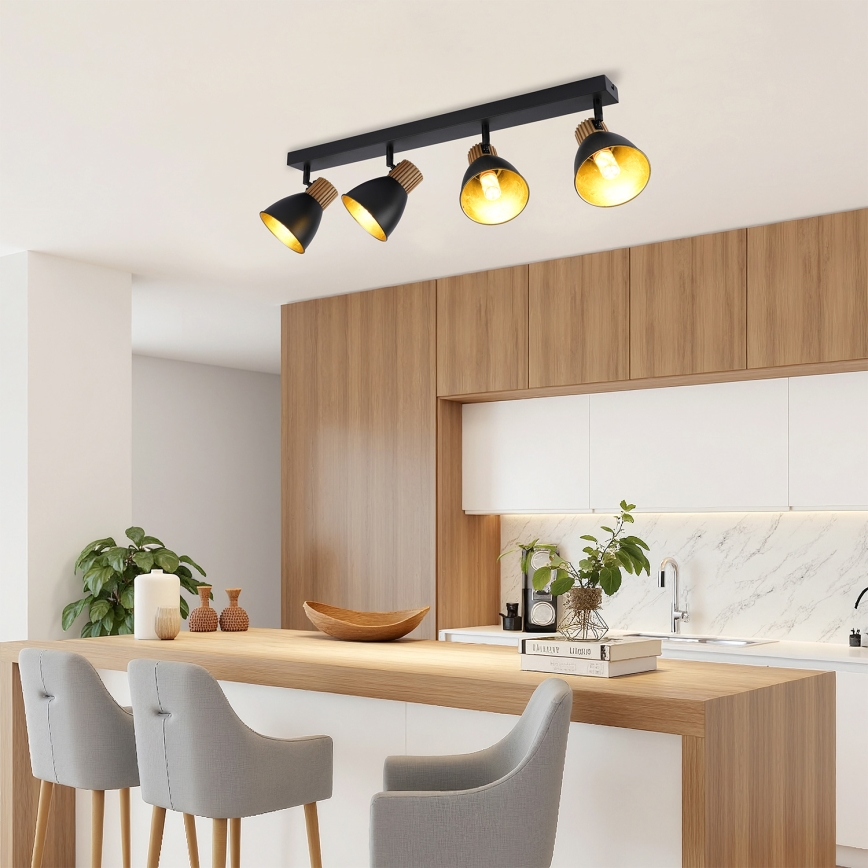 Brilagi - Bodové svietidlo ODENSE 4xE14/10W/230V drevo/čierna