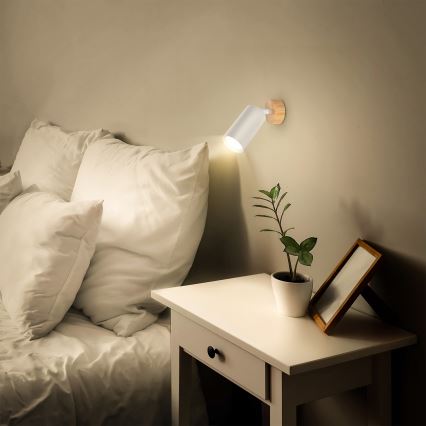 Brilagi - Bodové svietidlo SELE 1xGU10/30W/230V biela/dubový dekor