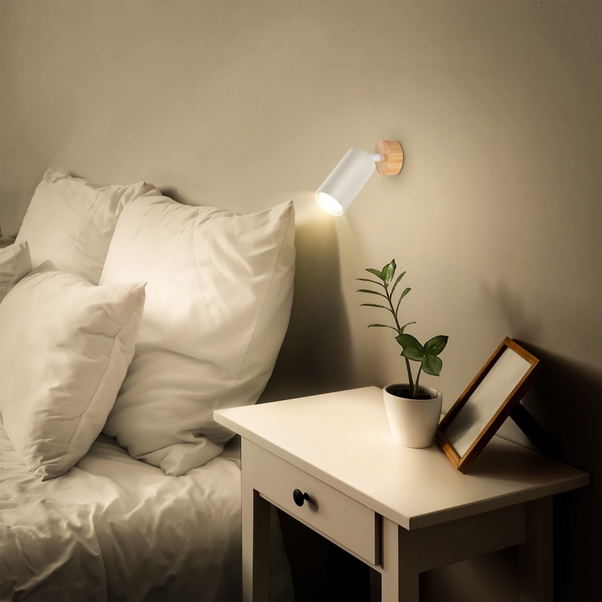 Brilagi - Bodové svietidlo SELE 1xGU10/30W/230V biela/dubový dekor