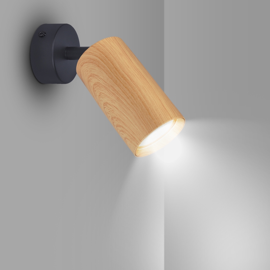 Brilagi - Bodové svietidlo SELE 1xGU10/30W/230V čierna/dekor duba