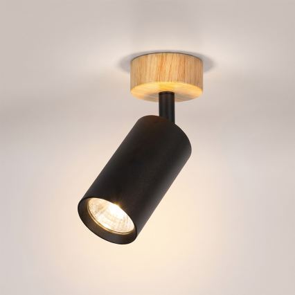 Brilagi - Bodové svietidlo SELE 1xGU10/30W/230V čierne/dubový dekor