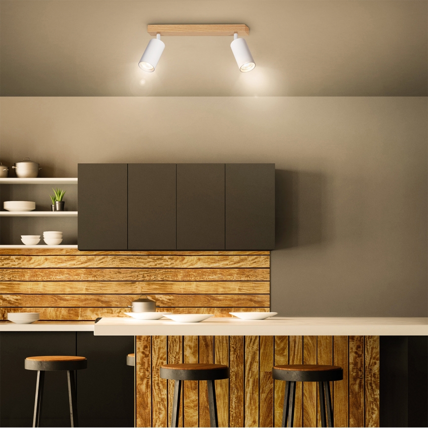 Brilagi - Bodové svietidlo SELE 2xGU10/30W/230V biela/dubový dekor