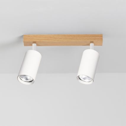 Brilagi - Bodové svietidlo SELE 2xGU10/30W/230V biela/dubový dekor